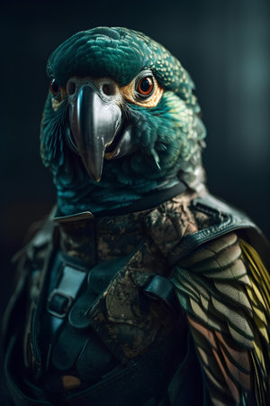 Close-up portrait of a parrot in the museum of zoologyの素材