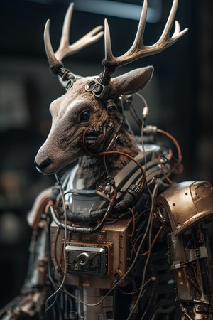 Close up view of a deer toy in a museum.  Shallow DOF.の素材