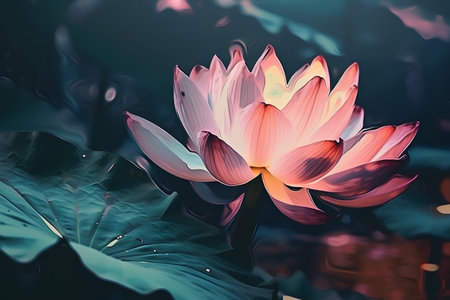 Beautiful lotus in the pond. Vintage style. Vector illustration.の素材