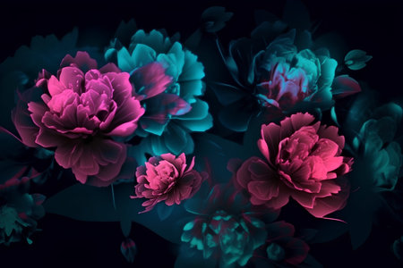 Beautiful peony flowers. Floral background. 3d renderingの素材