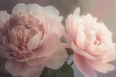Beautiful peony flowers in pastel colors, soft focus.の素材