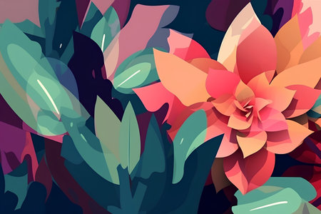 Seamless background with succulents. Vector illustration for your designの素材