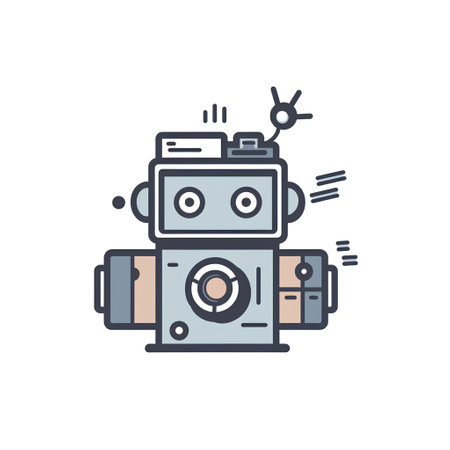 Robot line icon. Vector illustration, flat design, outline stroke.の素材