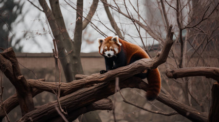 Red panda (Ailurus fulgens) on a treeの素材