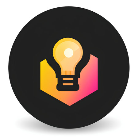 Bulb icon on black circle background. Vector illustration. Eps 10.の素材