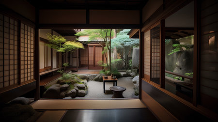 Japanese style room in a Japanese-style house,3d renderの素材