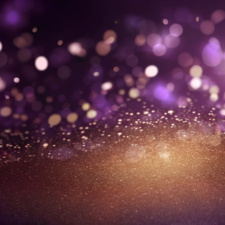 glitter vintage lights background. gold and purple. de-focusedの素材