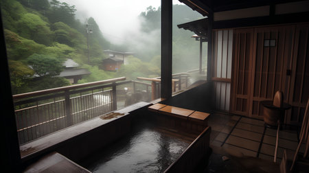 Traditional Japanese wooden bathhouse in Kamakura, Japan.の素材