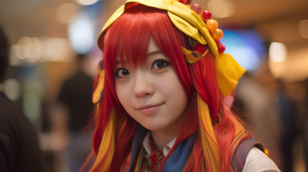 An unidentified Japanese anime cosplay pose  at Central World, Bangkok, Thailand.の素材