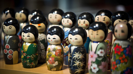 Matryoshka dolls in the shop window. Selective focus.の素材