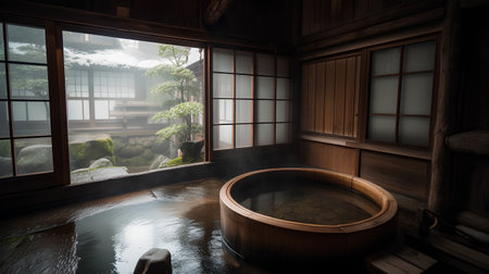 Japanese bath in a Japanese temple in Kyoto, Japan. Taken in August 2018.の素材