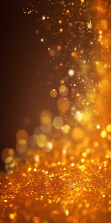 golden glitter vintage lights background. gold and black. de focusedの素材