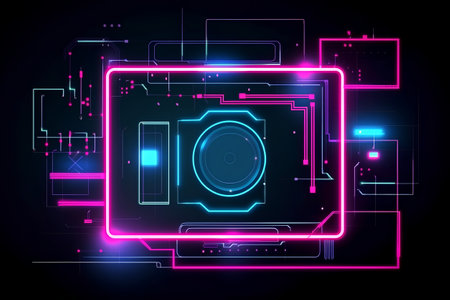 Futuristic interface in neon style. Vector illustration. Eps 10の素材