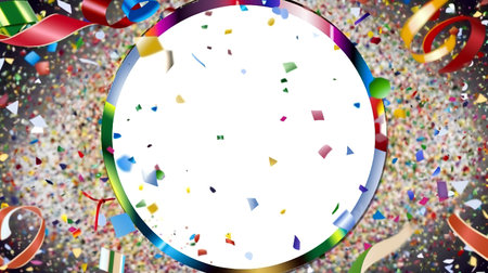 Celebration background with confetti and ribbons. Vector illustration.の素材