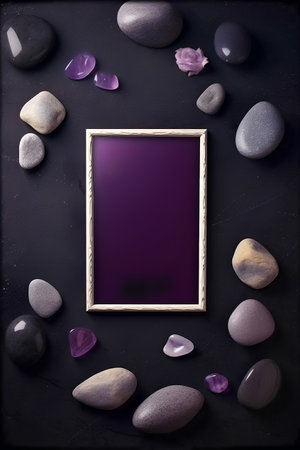 Spa background with stones and frame for your text or image.の素材