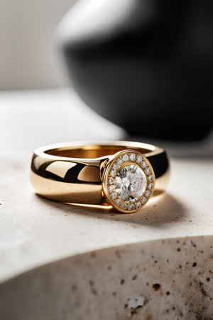 Wedding rings with diamondsle background. Luxury jewelry.の素材