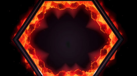 Fire frame on a black background. Vector illustration. Eps 10.の素材