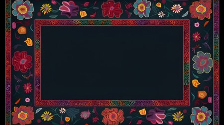 floral frame with place for your text on black background, vector illustrationの素材