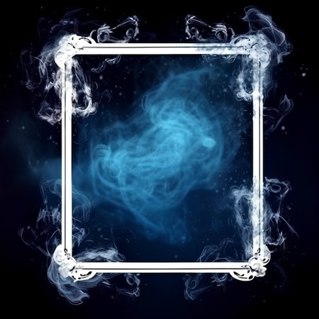 White smoke frame on a dark blue background with a place for your textの素材