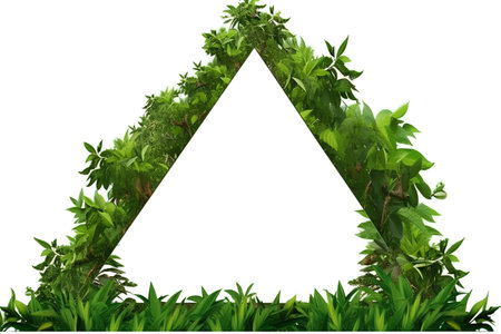 Frame made of green leaves on white background. 3d illustration.の素材
