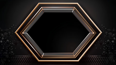 Abstract black background with golden hexagon. Vector illustration. Eps 10の素材