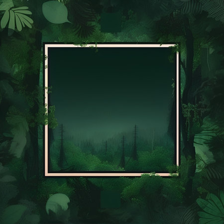 Illustration of a jungle background with a frame and space for textの素材