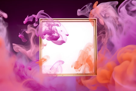 Abstract background with frame and colorful smoke in it, 3d renderの素材