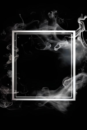 white smoke on a black background with a frame and a place for textの素材