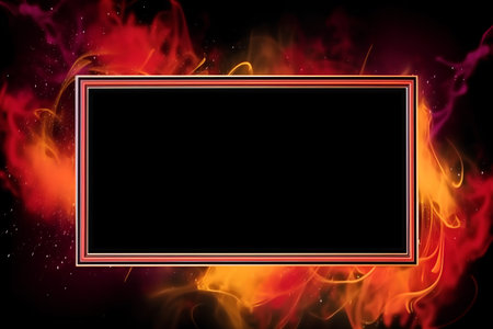 Illustration of a frame on a fire background with space for textの素材