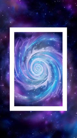 Cosmic space background with frame and nebula. Vector illustration.の素材