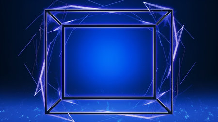 Abstract blue background with empty frame for your design. Vector illustration.の素材