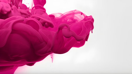 abstract pink paint splash in water isolated on white background close upの素材