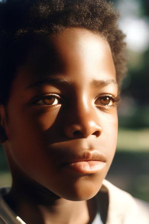 Portrait of a young african american girl in the parkの素材