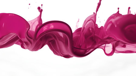 pink paint splashing isolated on white background. close up shotの素材