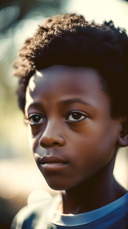 Portrait of a beautiful african american girl in the parkの素材
