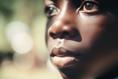 Close up portrait of a beautiful african american little girl.の素材