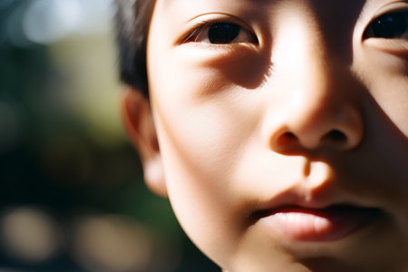 Portrait of a little boy, close-up, shallow depth of fieldの素材