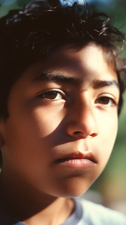 Portrait of a young indian boy looking at the camera.の素材