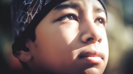 Portrait of a young muslim woman wearing a headscarfの素材