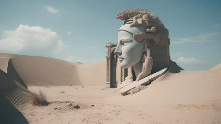 Sphinx in Abu Simbel, Egypt. Retro style.の素材