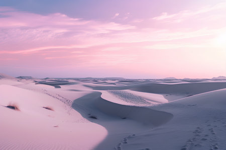 Desert sand dunes at sunset. 3d render illustration.の素材