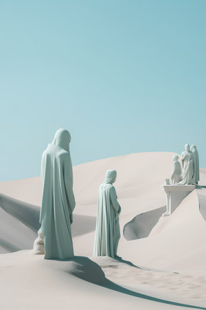 3d render of nativity scene in the desert with sand dunesの素材