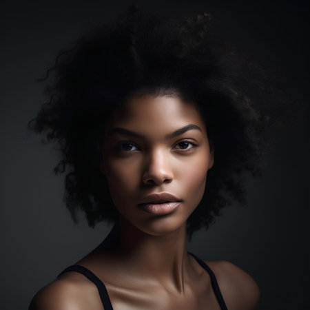 Portrait of beautiful african american woman with afro hairstyleの素材