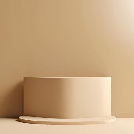 3d rendering of beige podium on a beige background.の素材