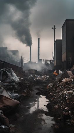 Pollution of the environment from the chimneys of the factory.の素材