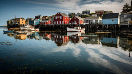 Fishing boats in the harbor of Lofoten, Norwayの素材