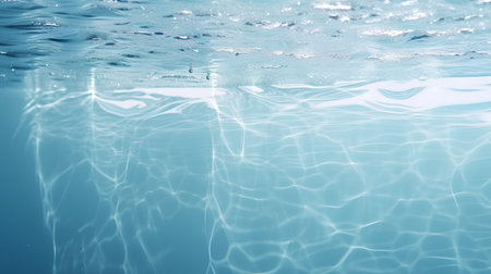 Water surface with ripples and waves. Blue water surface background.の素材