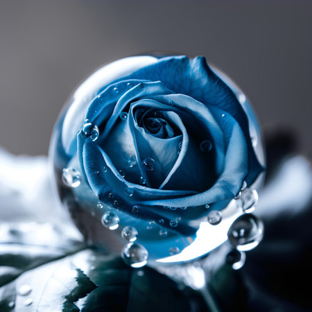 Blue rose with water drops on it. Blue rose with water dropsの素材