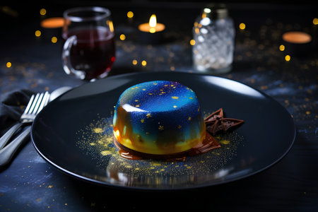 Panna cotta dessert with chocolate glaze and star aniseの素材