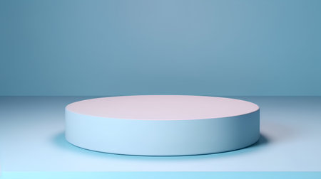 Blue round podium on blue background. 3d render. Minimal scene.の素材